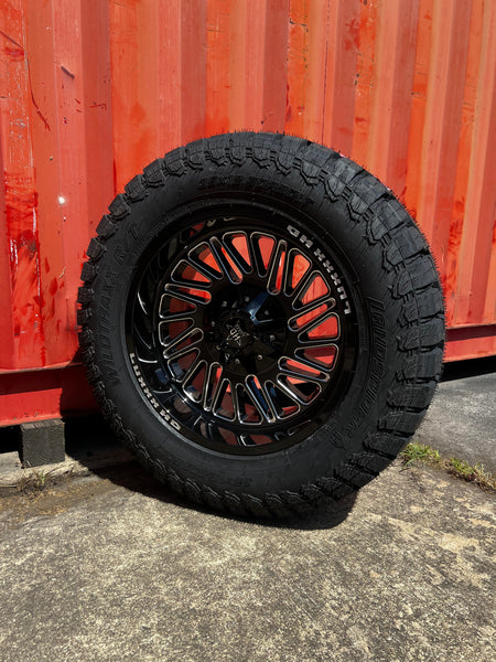 20x10 8x6.5 & 8x170 Luxx Hd LHD19 Gloss Black Milled wheels and 35x12.50 Landspider RT tires