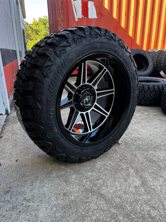 20x12 6x5.5 & 6x135 Motiv Balast Machine 428MB wheels and 33x12.50 Haida MT1 tires