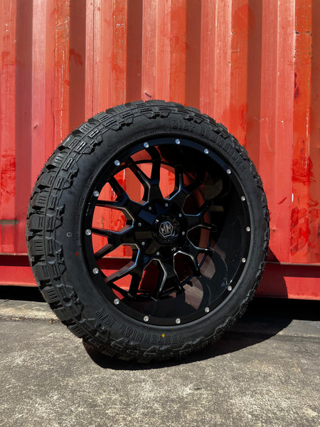 22x12 8x170 & 8x6.5 Mayhem Warrior Milled wheels and 35x12.50 Centennial MT tires